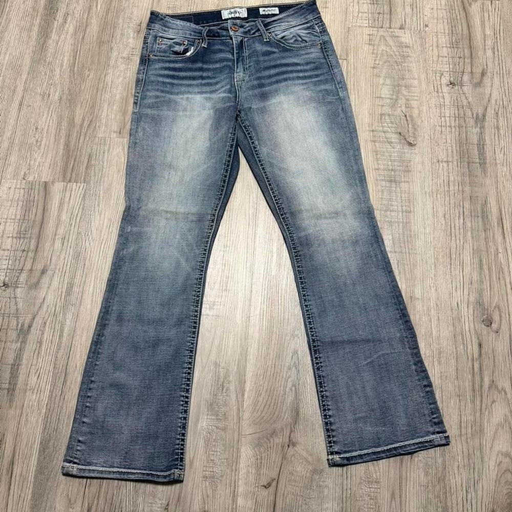 Daytrip Virgo Bootcut Jeans Womens 30R Blue Low Rise Flare Denim Medium Wash